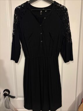 Black Lace-Sleeve Women’s Dress